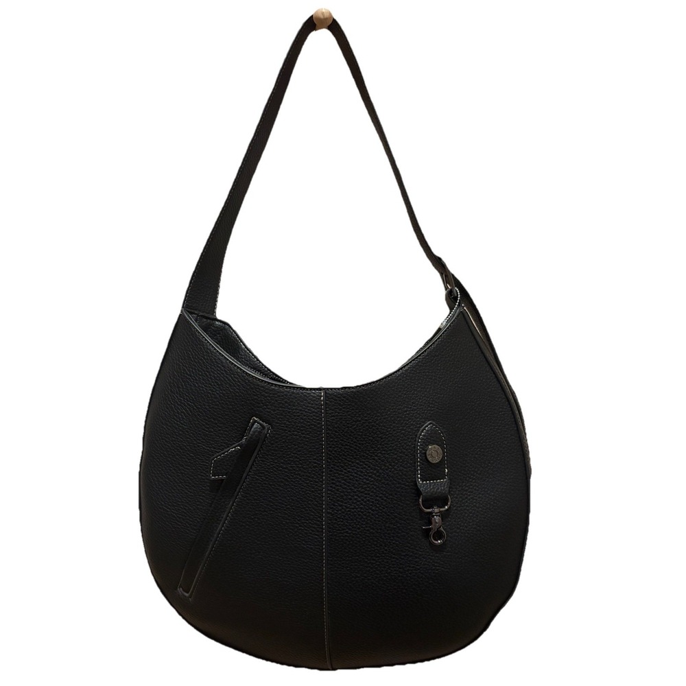 Max Studio The Pebble Grain Travel Hobo Black Bag - XL